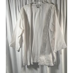 SHERMARKE embroidered Trim Open Jacket, White, Sz: One Size, 82-31